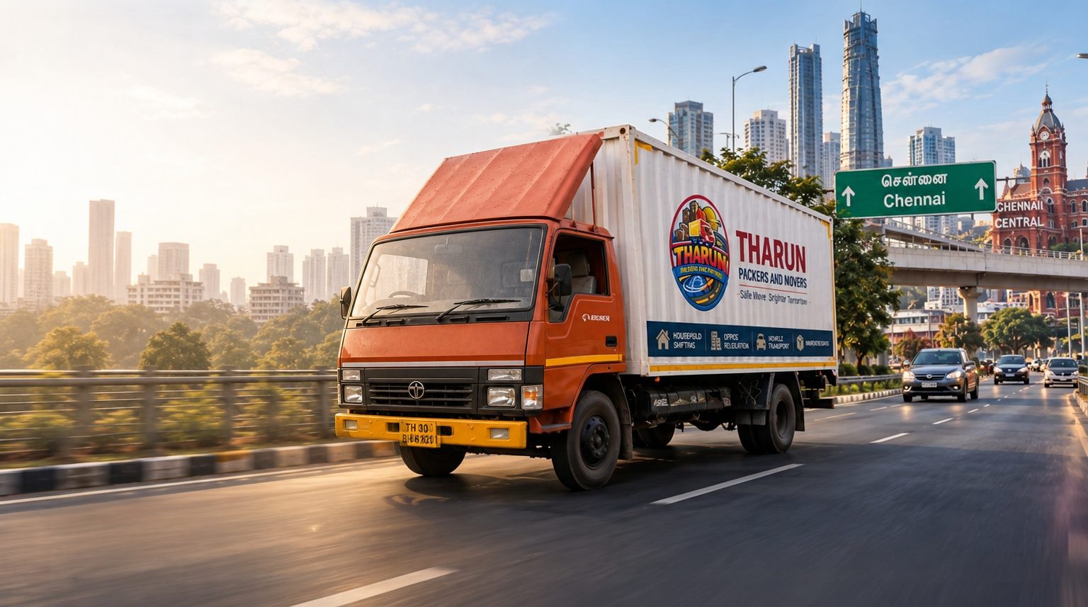 Tharun moving truck driving through Chennai